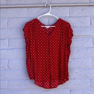 Liz Claiborne Red Patterned Blouse